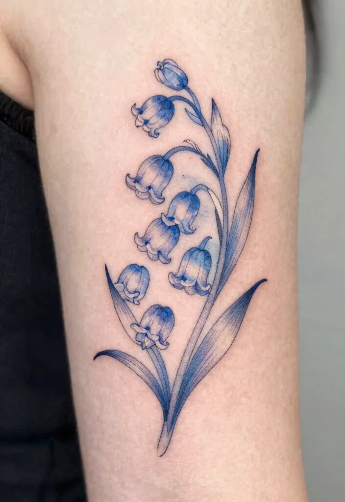17 Fine Line Flower Tattoo Ideas: Minimal, Soft, and Trendy - 17. Delicate Bluebell Flower 1