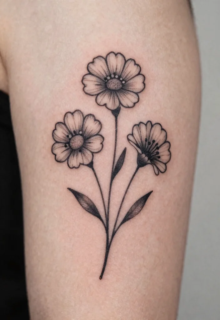 17 Goth Flower Tattoo Ideas: Dark Romantic and Dramatic - 16. Minimalist Goth Flowers 1