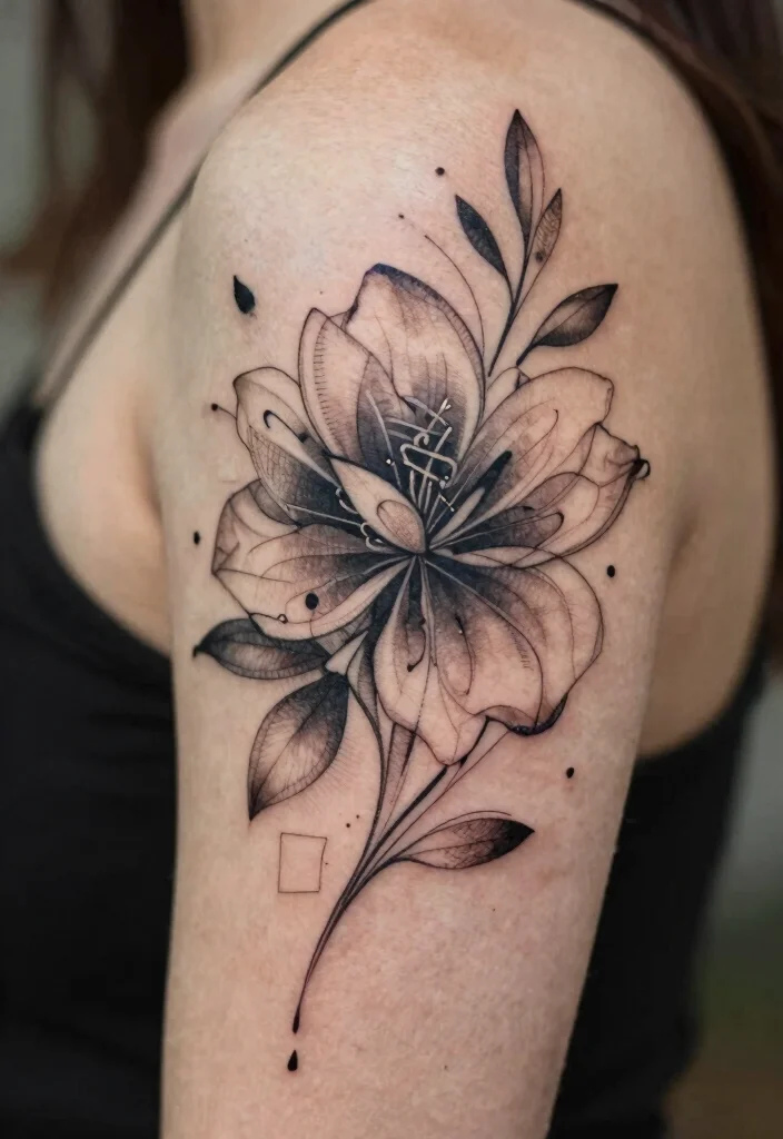 17 Goth Flower Tattoo Ideas: Dark Romantic and Dramatic - 17. Abstract Floral Patterns 1