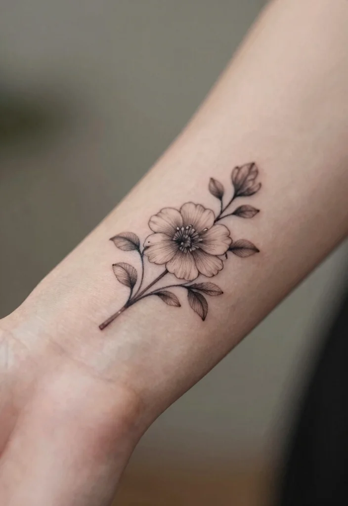 17 Goth Flower Tattoo Ideas: Dark Romantic and Dramatic - 5. Dainty Dark Floral 1