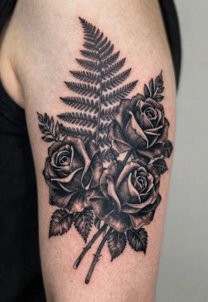 17 Goth Flower Tattoo Ideas: Dark Romantic and Dramatic - 8. Foreboding Ferns 1