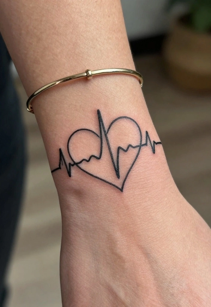 17 Heart Beat Tattoo Ideas: Emotional Simple and Clean - 1. The Classic Heart Beat Line 1