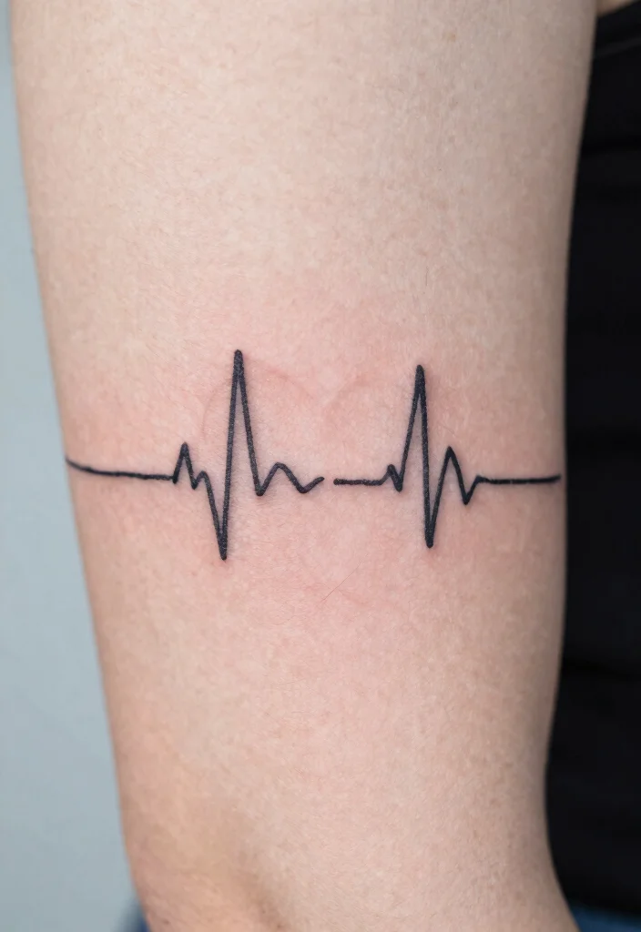 17 Heart Beat Tattoo Ideas: Emotional Simple and Clean - 10. Heart Beat Tattoo with Quote 1