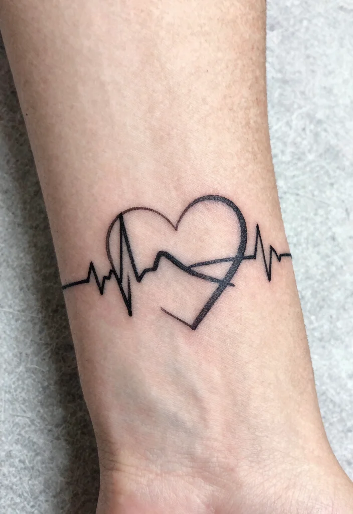 17 Heart Beat Tattoo Ideas: Emotional Simple and Clean - 8. Heart Beat and Infinity Symbol 1