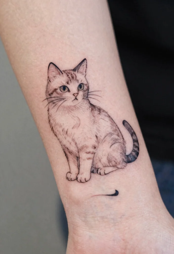 17 Japanese Cat Tattoo Ideas: Traditional, Lucky, and Cute - 12. Cat with Japanese Calligraphy 1