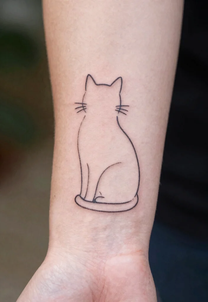 17 Japanese Cat Tattoo Ideas: Traditional, Lucky, and Cute - 15. Minimalist Cat Tattoos 1