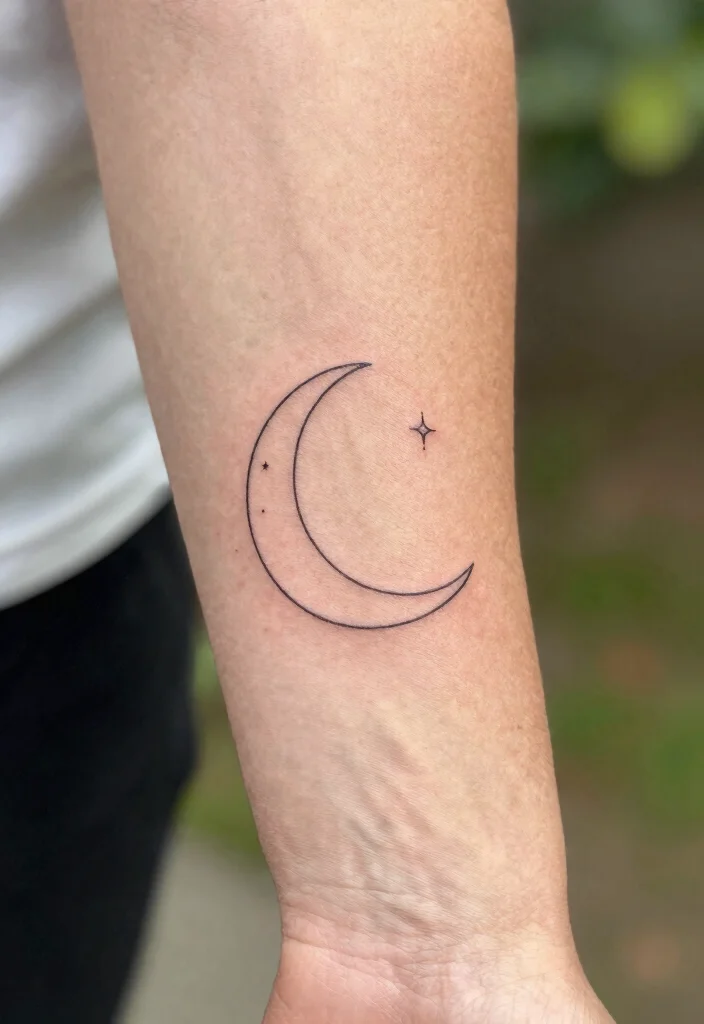 17 Moon Tattoo Men Ideas: Minimal, Mystical, and Bold - 1. Minimalist Crescent Moon 1