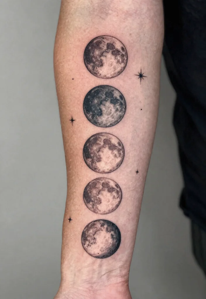 17 Moon Tattoo Men Ideas: Minimal, Mystical, and Bold - 3. Phases of the Moon 1