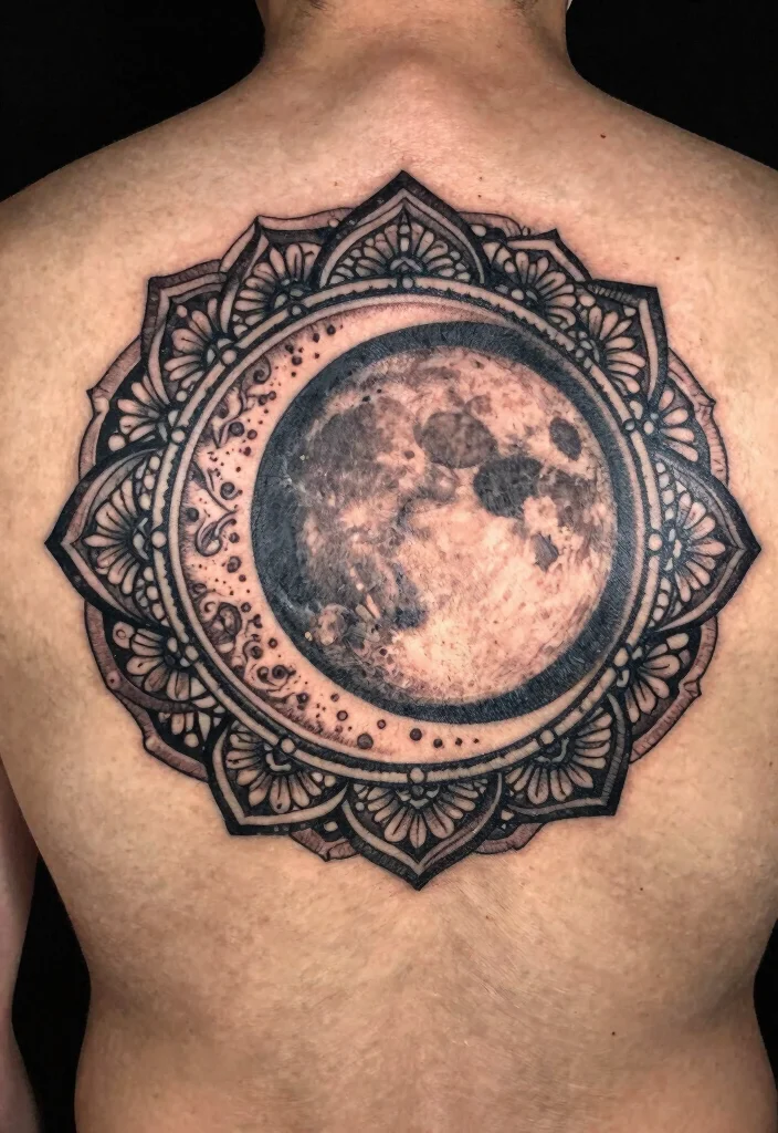 17 Moon Tattoo Men Ideas: Minimal, Mystical, and Bold - 5. Mandala Moon 1