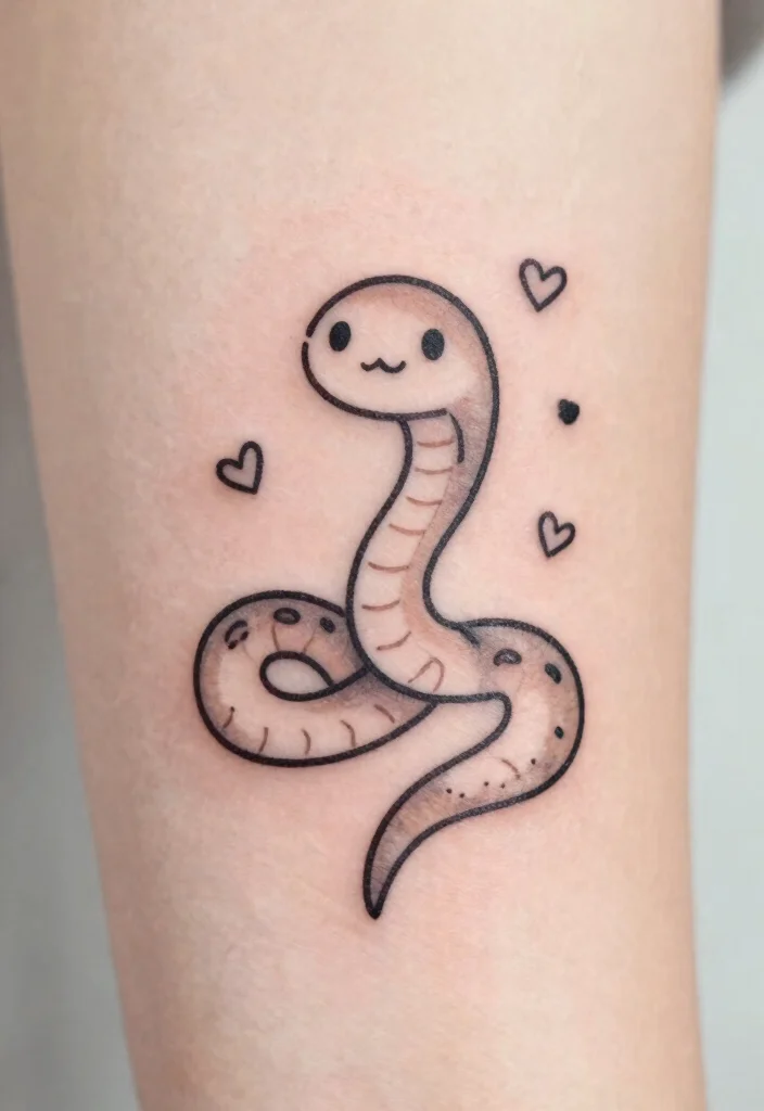 17 Snake Tattoo Stencil Ideas: Clean, Sharp, and Customizable - 16. Cute Minimalist Snake 1