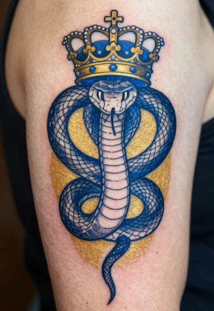 17 Snake Tattoo Stencil Ideas: Clean, Sharp, and Customizable - 17. Snake with Crown 1