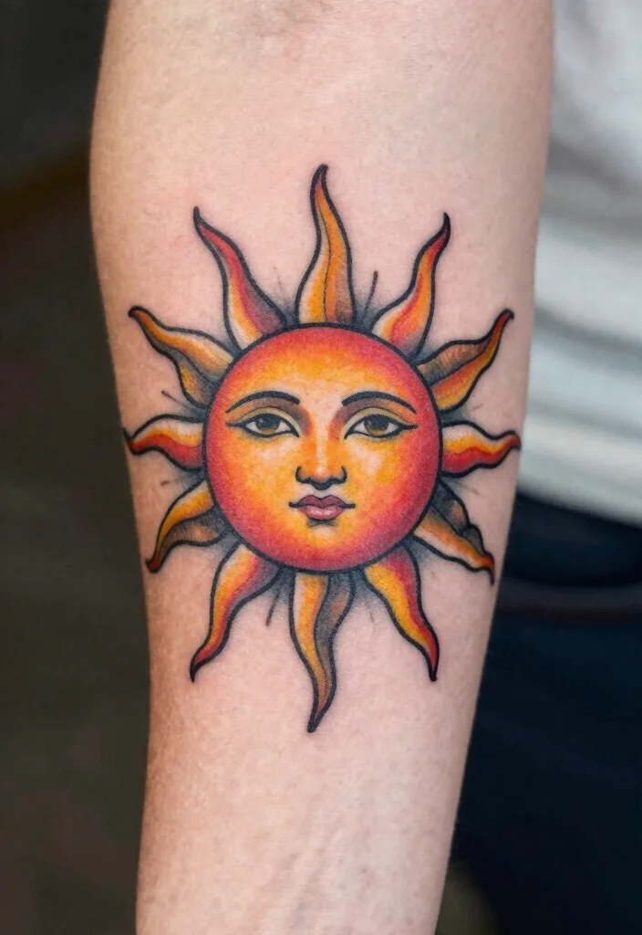 17 Unique Sun Tattoo Ideas: Radiant, Symbolic, and Creative - 17. Custom Sun Tattoo 1