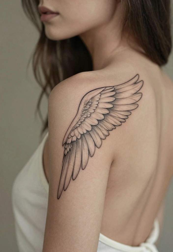 18 Angel Wings Tattoo on Back Ideas Bold Symmetrical and Iconic - 1. Elegant Outline Wings 1