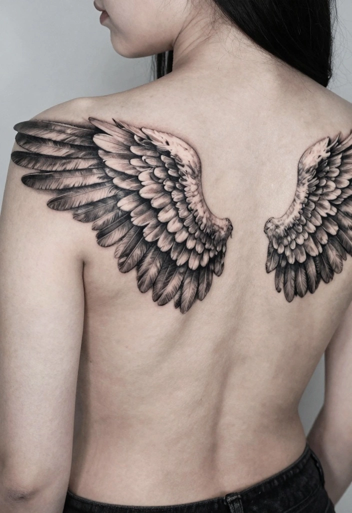 18 Angel Wings Tattoo on Back Ideas Bold Symmetrical and Iconic - 11. Show-stopping 3D Wings 1