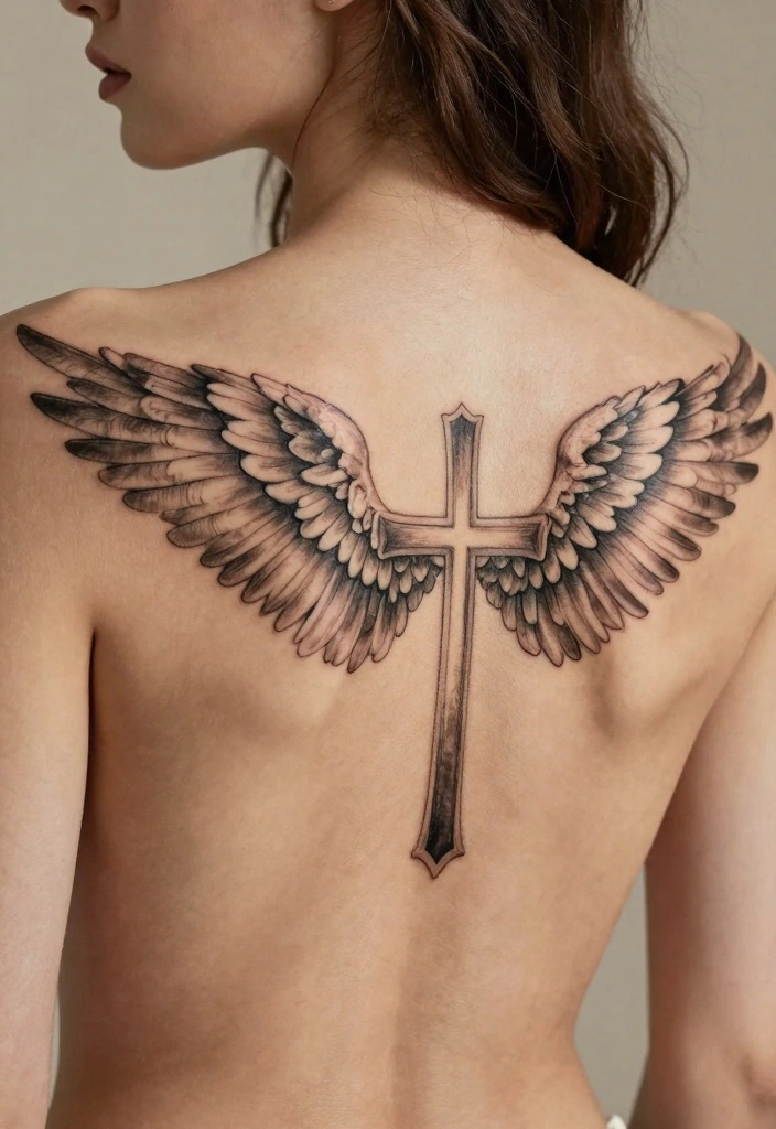18 Angel Wings Tattoo on Back Ideas Bold Symmetrical and Iconic - 12. Spiritual Symbols with Wings 1