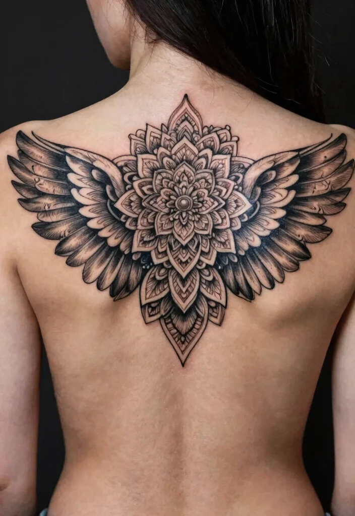 18 Angel Wings Tattoo on Back Ideas Bold Symmetrical and Iconic - 13. Mandala Wing Designs 1