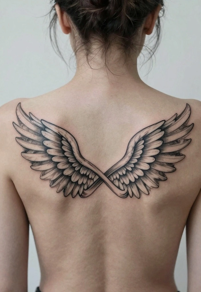 18 Angel Wings Tattoo on Back Ideas Bold Symmetrical and Iconic - 17. Infinity Wings Tattoo 1