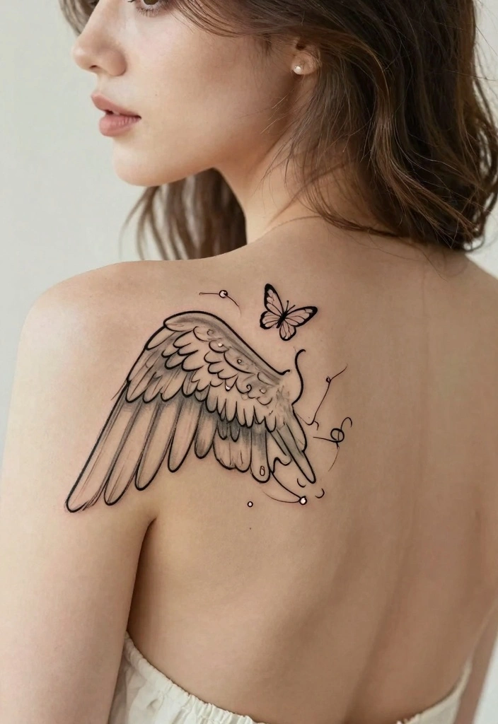 18 Angel Wings Tattoo on Back Ideas Bold Symmetrical and Iconic - 4. Minimalist Whimsical Wings 1