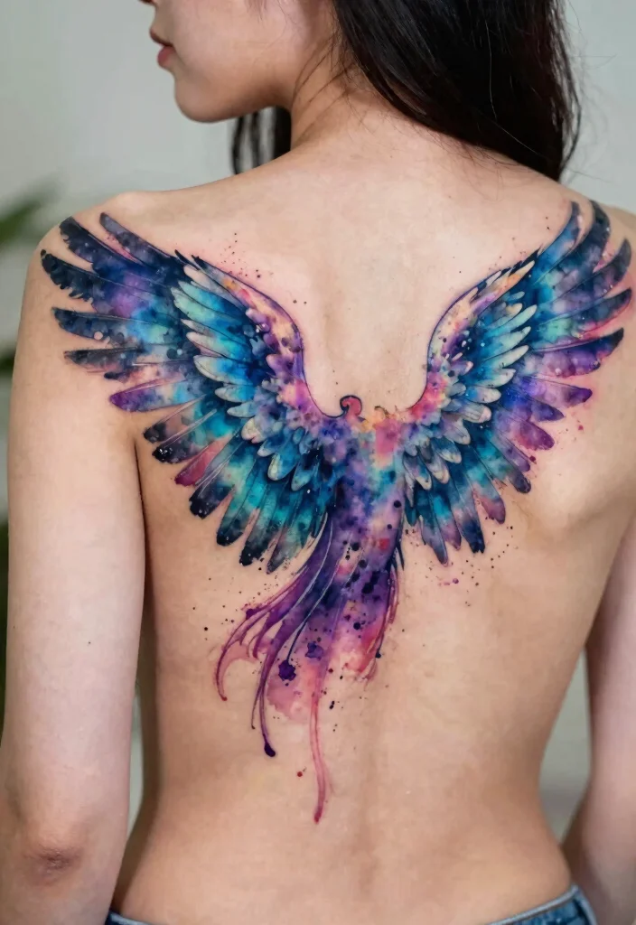 18 Angel Wings Tattoo on Back Ideas Bold Symmetrical and Iconic - 5. Watercolor Angel Wings 1