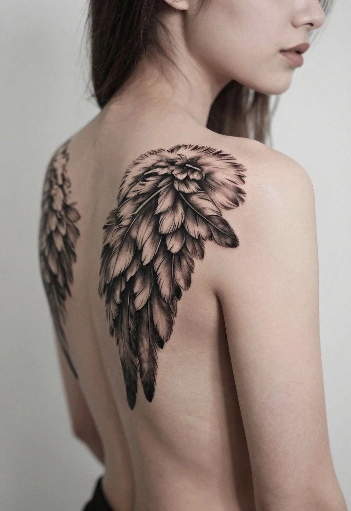 18 Angel Wings Tattoo on Back Ideas Bold Symmetrical and Iconic - 7. Feathered Wings Touch 1