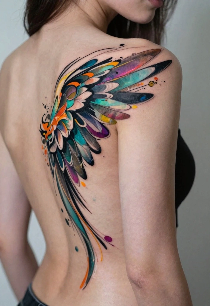 18 Angel Wings Tattoo on Back Ideas Bold Symmetrical and Iconic - 8. Abstract Angel Wings 1