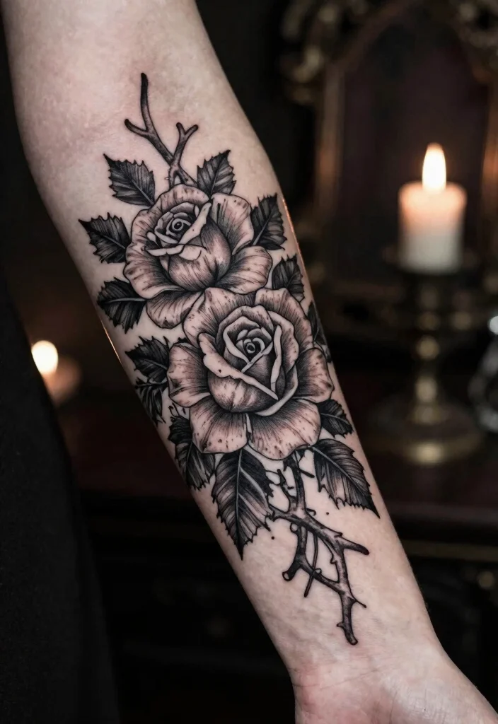 18 Black Rose Tattoo Coverup Ideas: Dark, Elegant, and Clever - 1. Gothic Floral Shade 1