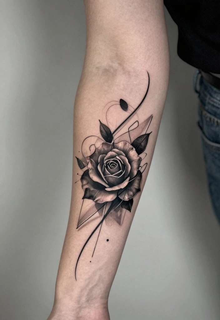 18 Black Rose Tattoo Coverup Ideas: Dark, Elegant, and Clever - 3. Abstract Black Design 1