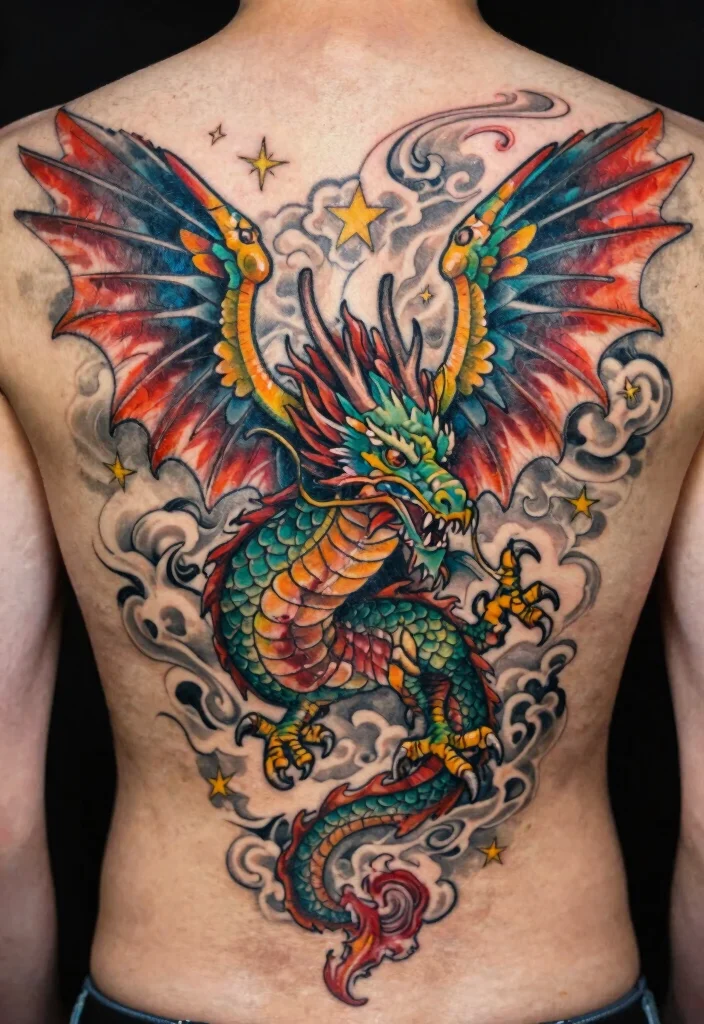 18 Dragon Back Tattoo Ideas: Epic, Powerful Statement Ink - 11. Dragon in Flight 1