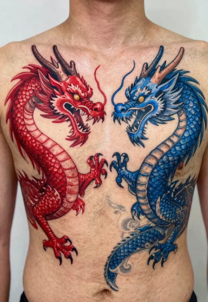 18 Dragon Back Tattoo Ideas: Epic, Powerful Statement Ink - 12. Two Dragons Confronting Each Other 1