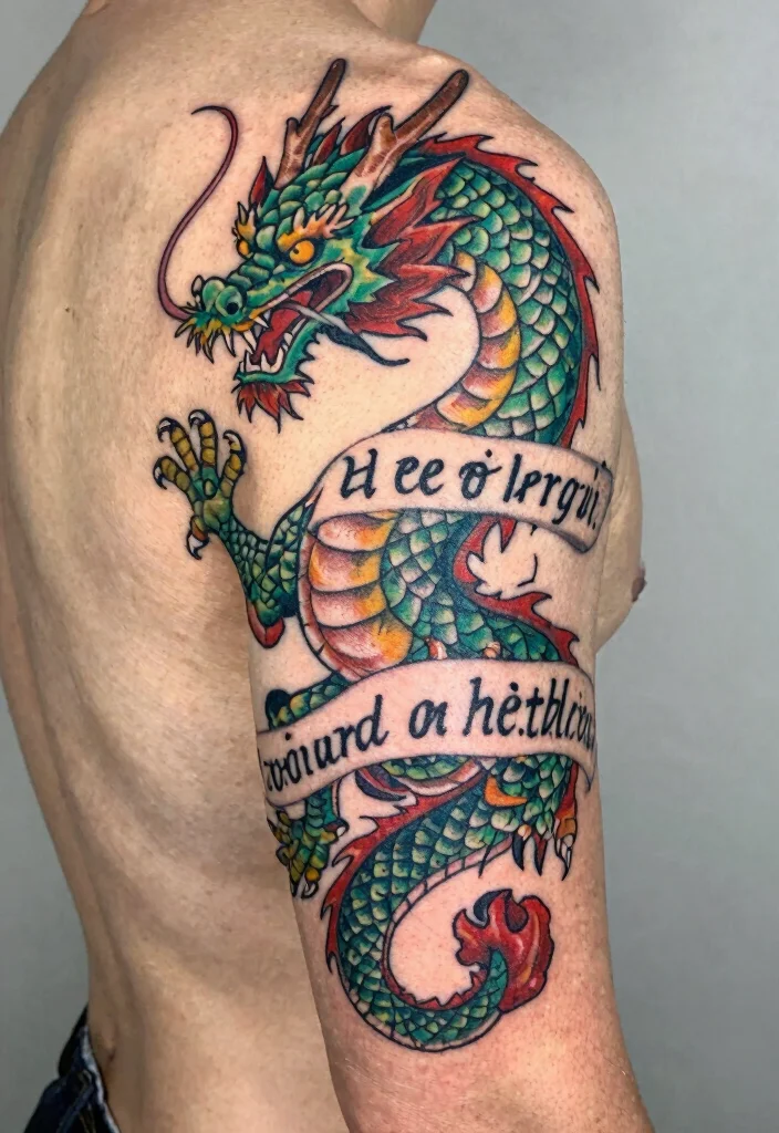 18 Dragon Back Tattoo Ideas: Epic, Powerful Statement Ink - 17. Dragon with a Quote 1