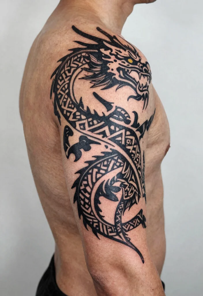 18 Dragon Back Tattoo Ideas: Epic, Powerful Statement Ink - 4. Tribal Dragon Design 1