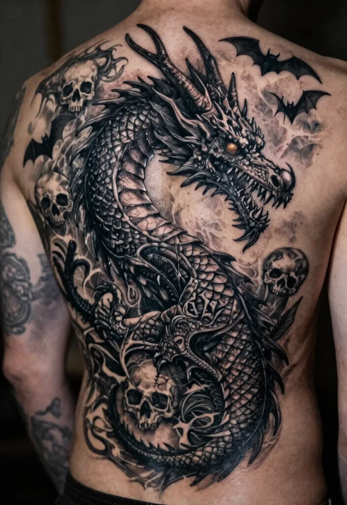 18 Dragon Tattoo Men Ideas Strong Bold and Masculine - 11. Gothic Dragon Tattoos 1