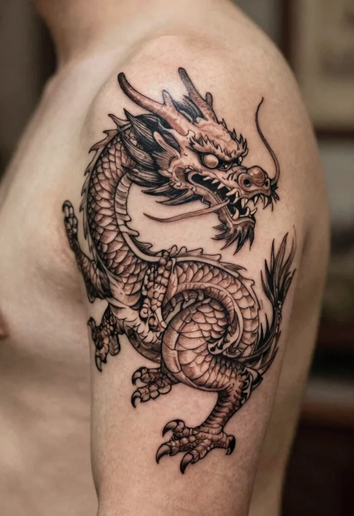 18 Dragon Tattoo Men Ideas Strong Bold and Masculine - 13. Vintage Dragon Tattoos 1