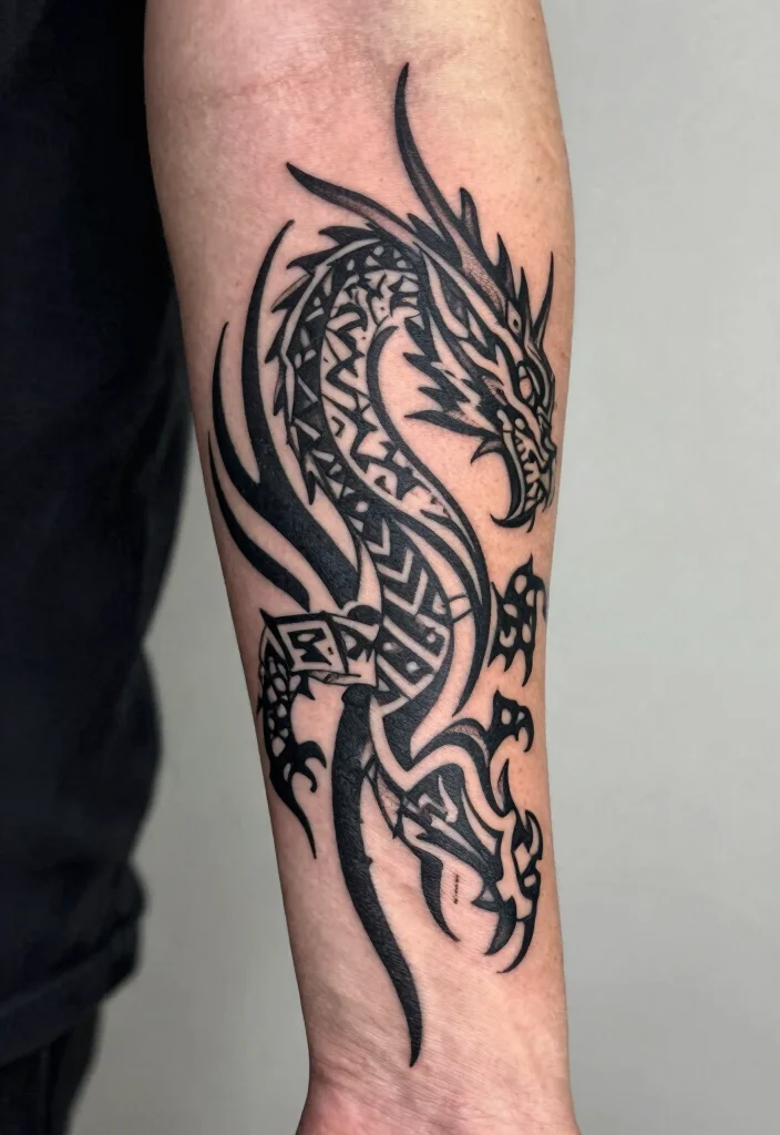 18 Dragon Tattoo Men Ideas Strong Bold and Masculine - 3. Tribal Dragon Designs 1