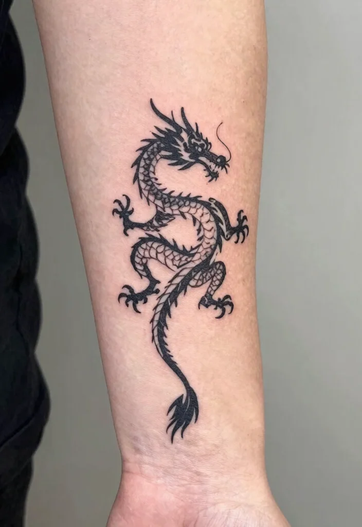 18 Dragon Tattoo Men Ideas Strong Bold and Masculine - 6. Minimalist Dragon Silhouettes 1