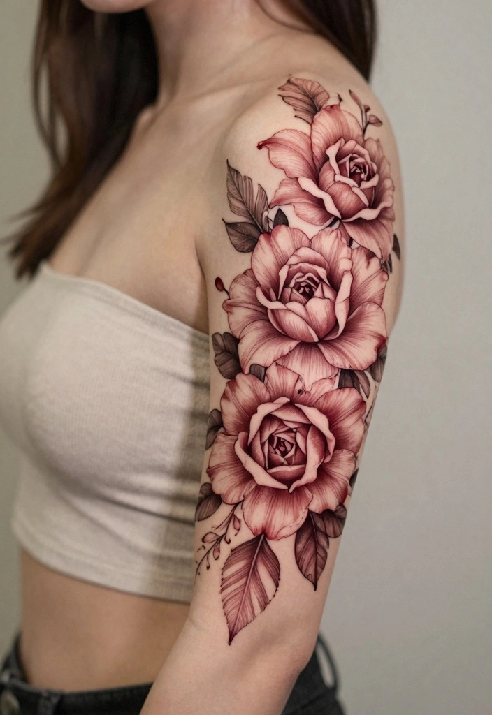 18 Flower Tattoo Sleeve Ideas: Artistic, Cohesive, and Bold - 2. Monochromatic Floral Elegance 1
