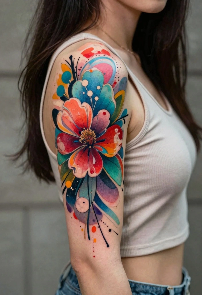 18 Flower Tattoo Sleeve Ideas: Artistic, Cohesive, and Bold - 4. Abstract Floral Interpretations 1