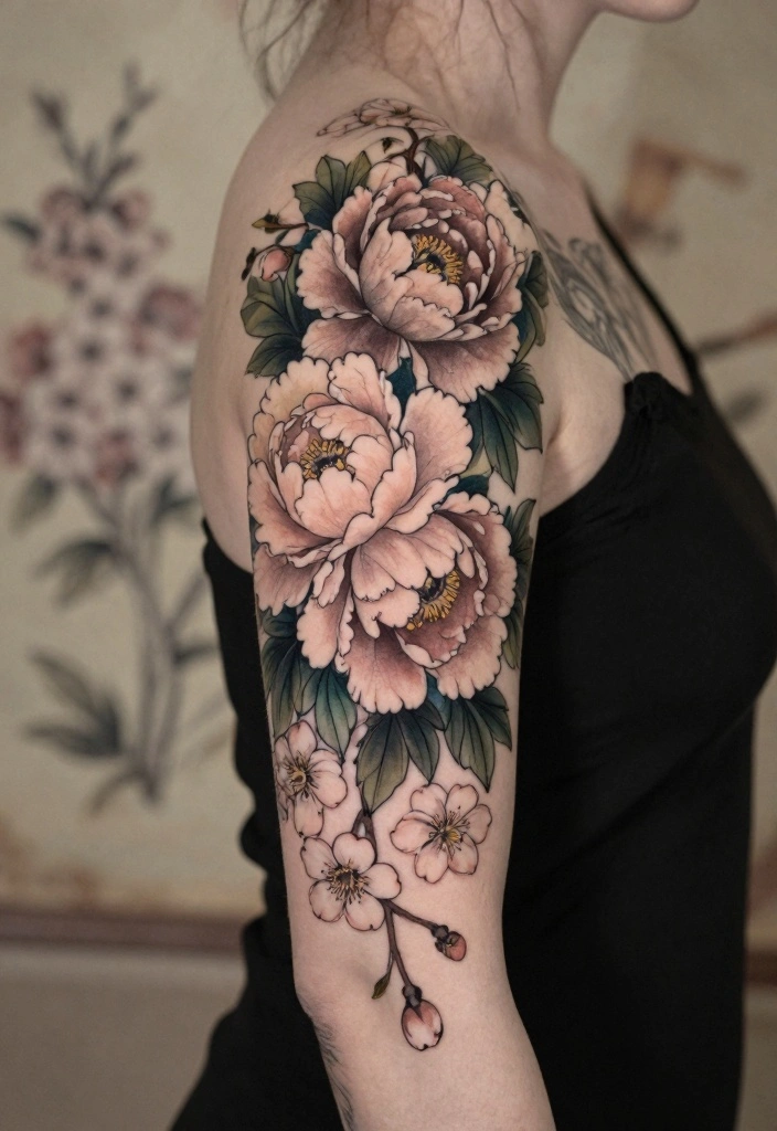 18 Flower Tattoo Sleeve Ideas: Artistic, Cohesive, and Bold - 5. Vintage Floral Designs 1