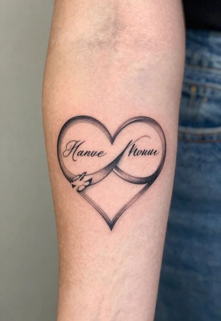 18 Infinity Heart Tattoo Ideas: Eternal Love and Meaning - 2. Infinity Heart with Names 1