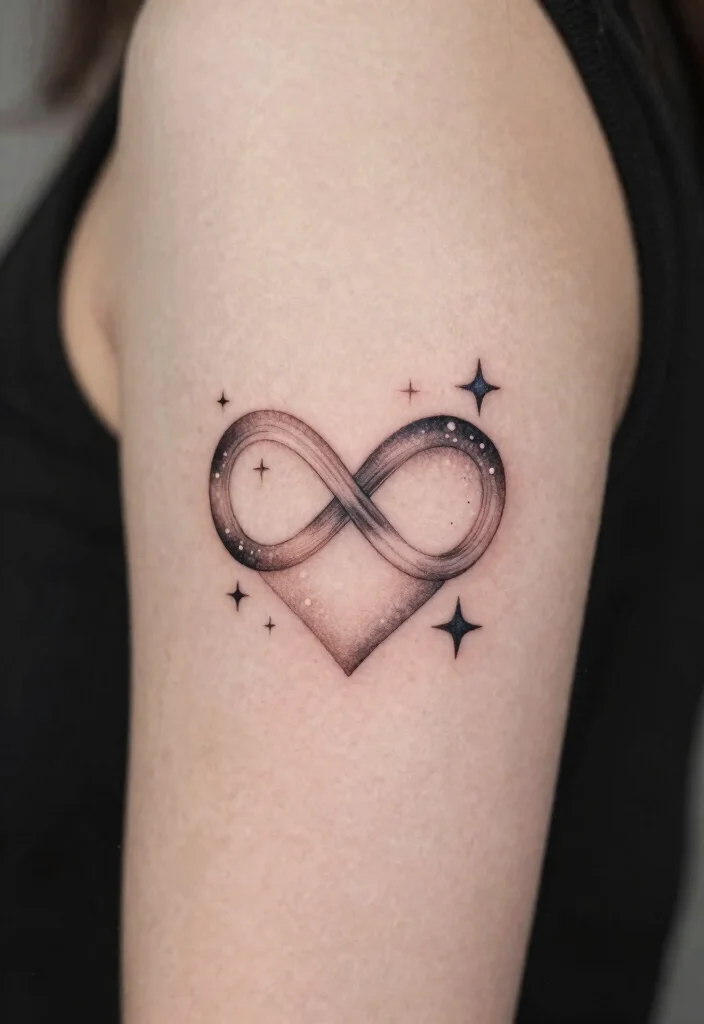 18 Infinity Heart Tattoo Ideas: Eternal Love and Meaning - 9. Infinity Heart with Stars 1