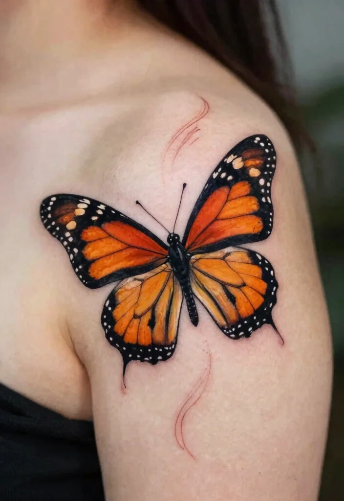 18 Monarch Butterfly Tattoo Ideas: Elegant, Symbolic, and Bold - 7. Monarch Butterfly in Flight 1