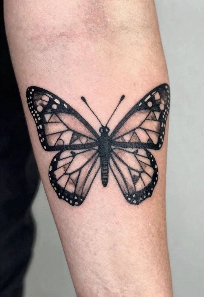 18 Monarch Butterfly Tattoo Ideas: Elegant, Symbolic, and Bold - 8. Geometric Monarch Butterfly 1