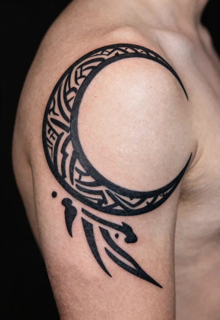 18 Moon Tattoo Design Ideas Unique Mystical and Modern - 10. Tribal Moon Tattoos 1
