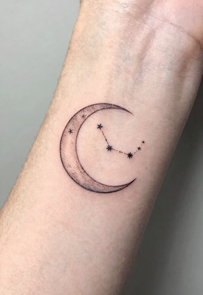 18 Moon Tattoo Design Ideas Unique Mystical and Modern - 13. Constellation Moon Tattoos 1
