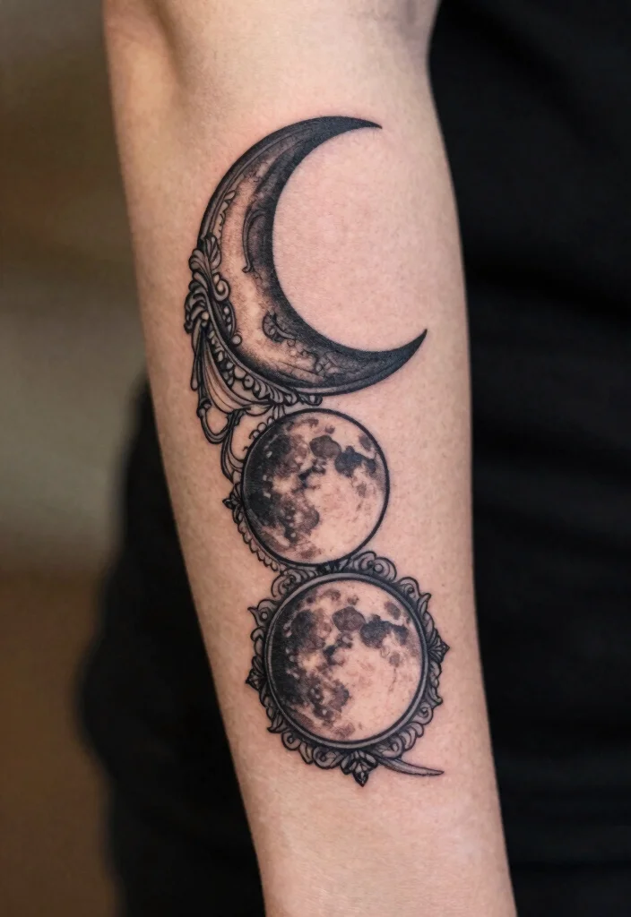 18 Moon Tattoo Design Ideas Unique Mystical and Modern - 16. Vintage Moon Phases 1