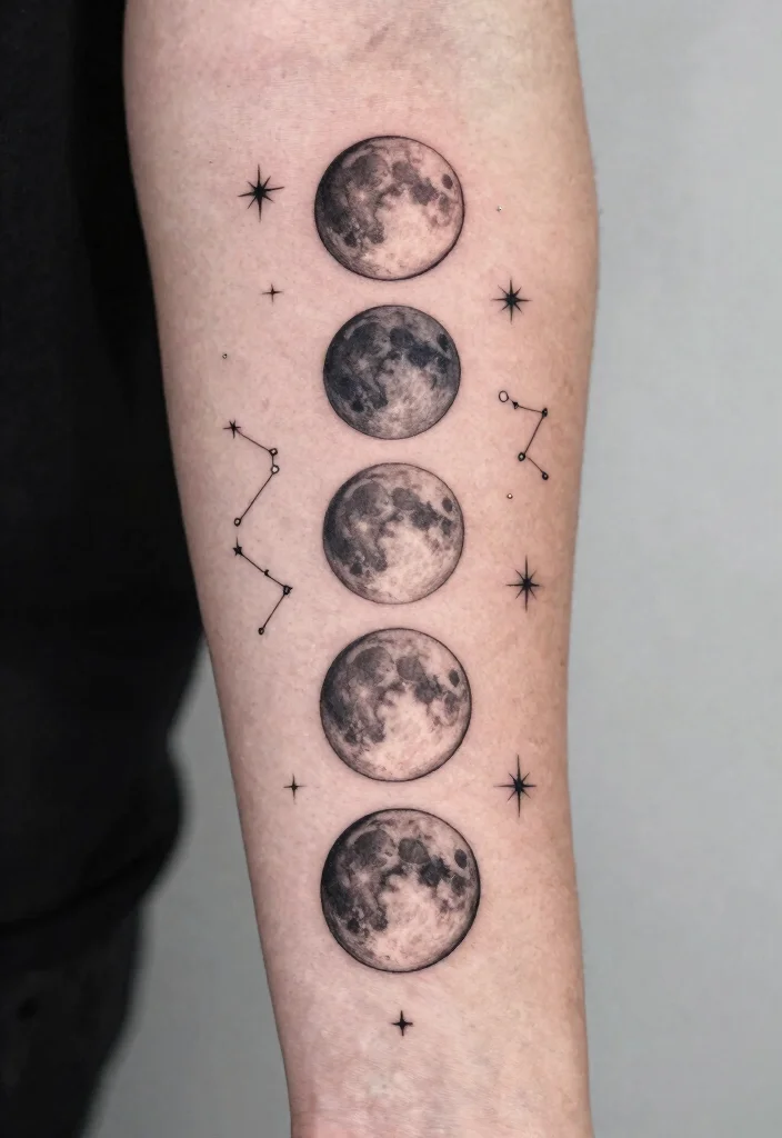 18 Moon Tattoo Design Ideas Unique Mystical and Modern - 2. Phases of the Moon 1