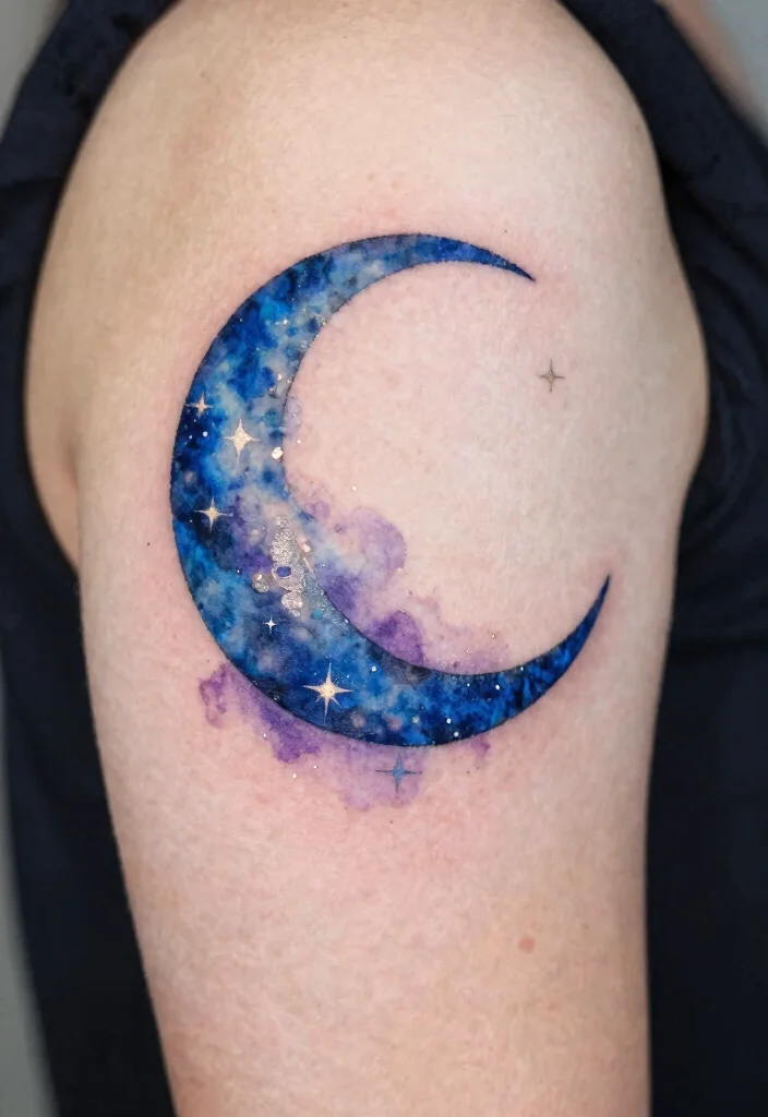 18 Moon Tattoo Design Ideas Unique Mystical and Modern - 3. Watercolor Lunar Dreams 1