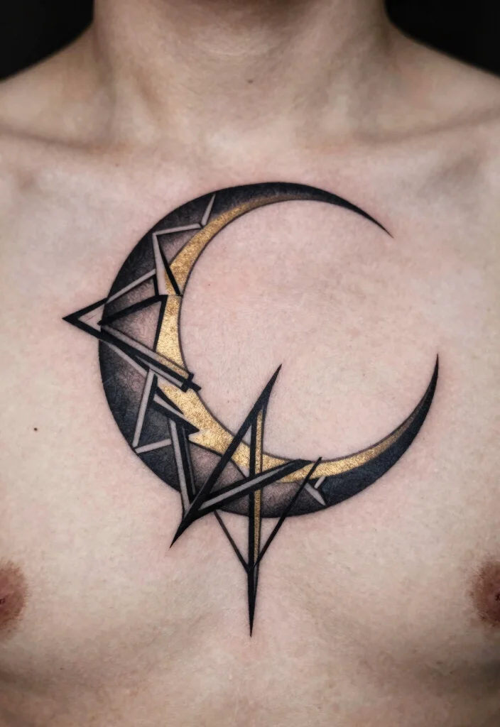 18 Moon Tattoo Design Ideas Unique Mystical and Modern - 4. Geometric Moon Designs 1