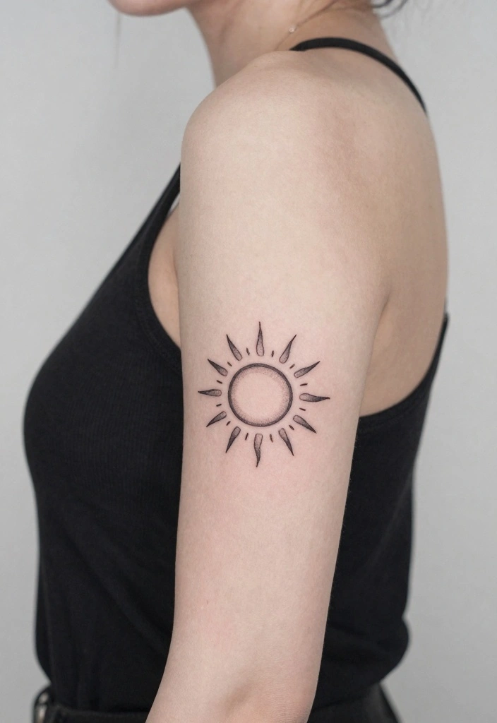 18 Rapunzel Sun Tattoo Ideas Inspired by Rapunzel - 14. Small Sun Tattoo with Quote 1