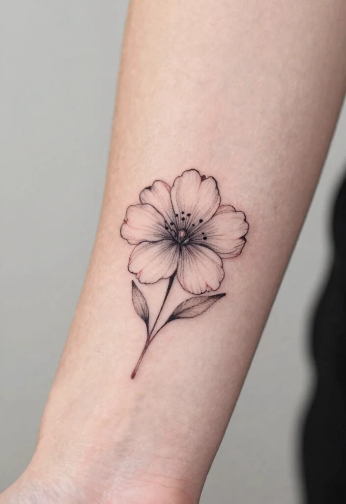 18 Red and Black Tattoo Ideas: Striking Bold and Artistic - 14. Minimalist Floral Ink 1